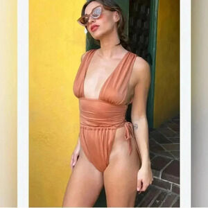 WE ARE HAH Free People Cut To The Chase Bodysuit One Piece XS - Brown Sugar NWT